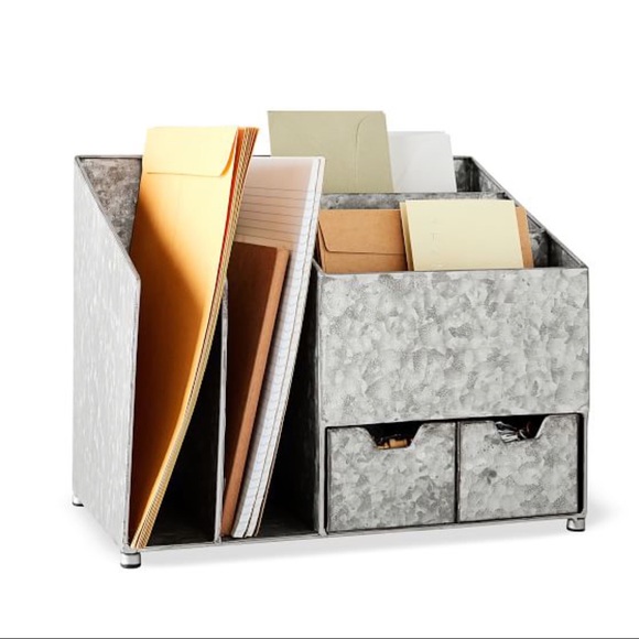 New Pottery Barn Brokers Galvanized Multi Desk Organizer, Desk Storage Accessory - Picture 2 of 3